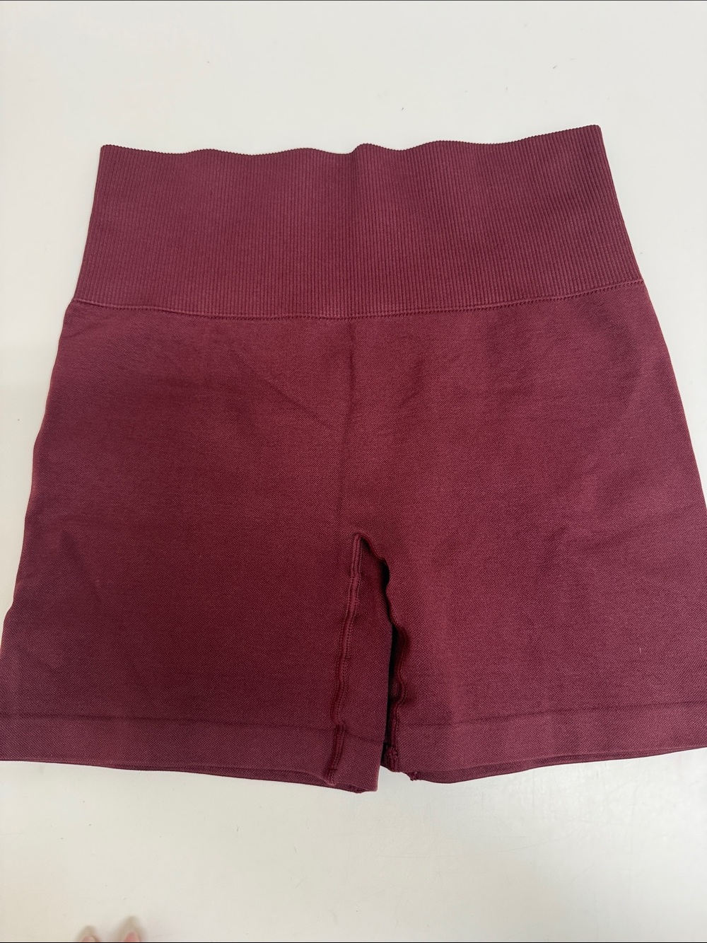 Aritzia TNA High -Waist Burgundy Biker Shorts